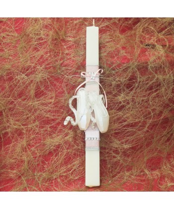 Λαμπάδα πλακέ Ιβουάρ με ροζ πουέντ Παπούτσια