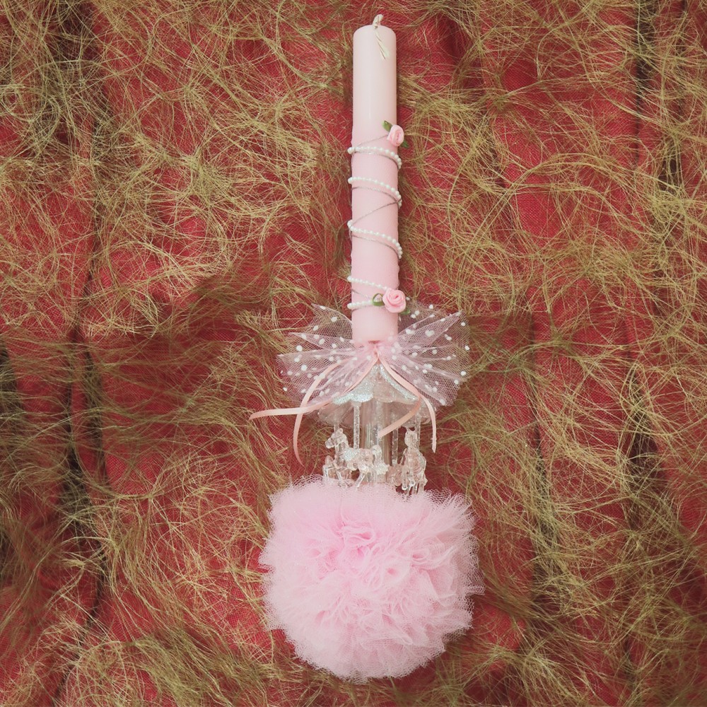 Λαμπάδα Καρουζέλ με Ροζ πον πον 