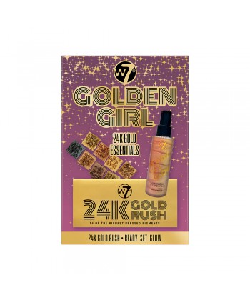 W7 Golden Girl 24k Gold Essentials Set - ΣΠΡΕΪ ΜΕ ΛΑΜΨΗ, 24K Gold Rush παλέτα