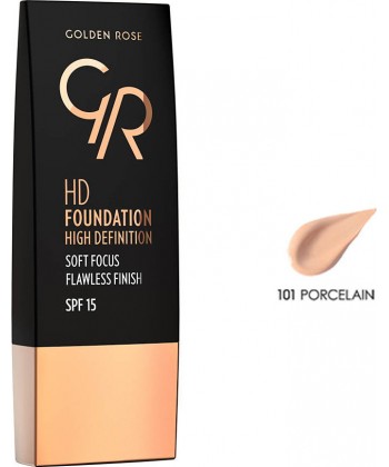 Golden Rose HD Foundation Flawless Finish Spf15 101 Porcelain (30ml)