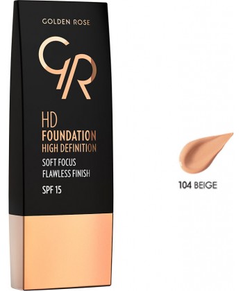 Golden Rose HD Foundation Flawless Finish Spf15 104 Beige (30ml)