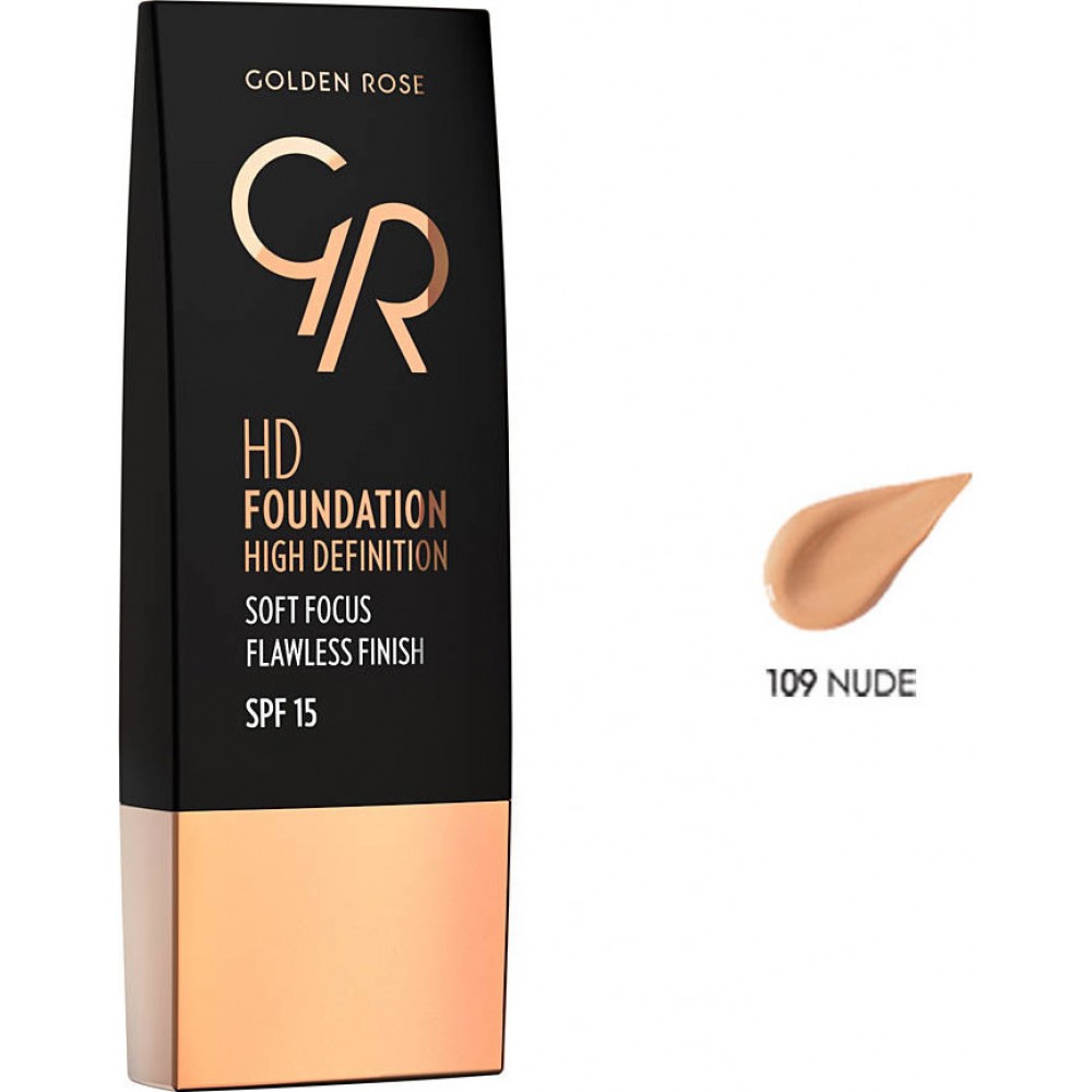 Golden Rose HD Foundation Flawless Finish Spf15 109 Nude (30ml)