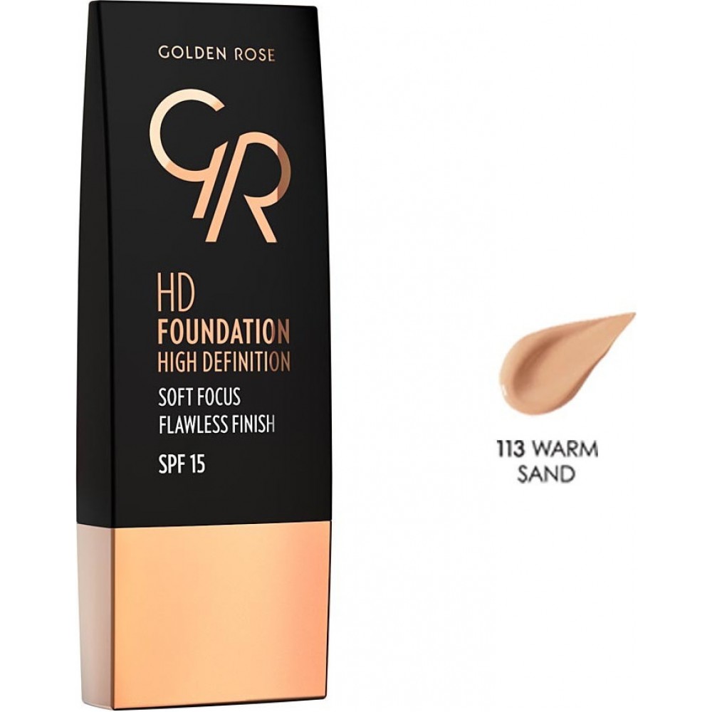 Golden Rose HD Foundation Flawless Finish Spf15 113 Warm Sand (30ml)