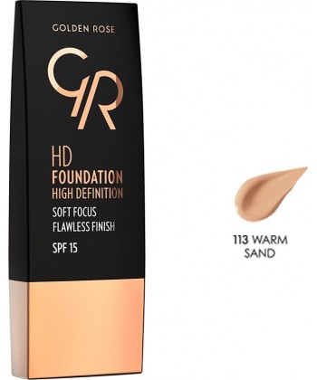 Golden Rose HD Foundation Flawless Finish Spf15 113 Warm Sand (30ml)