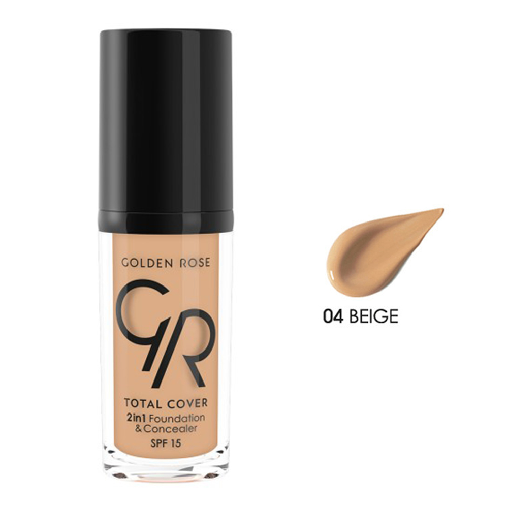 Golden Rose Total Cover 2 in 1 Foundatios SPF15 No: 04 Beige (30ml) Golden Rose Total Cover 2 in 1 Foundatios SPF15 No: 04 Beige (30ml)