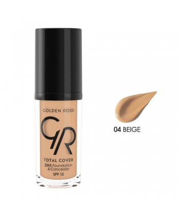 Golden Rose Total Cover 2 in 1 Foundatios SPF15 No: 04 Beige (30ml)