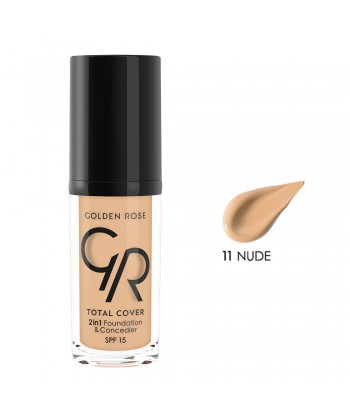 Golden Rose Total Cover 2 in 1 Foundatios SPF15 No:11 Nude (30ml)