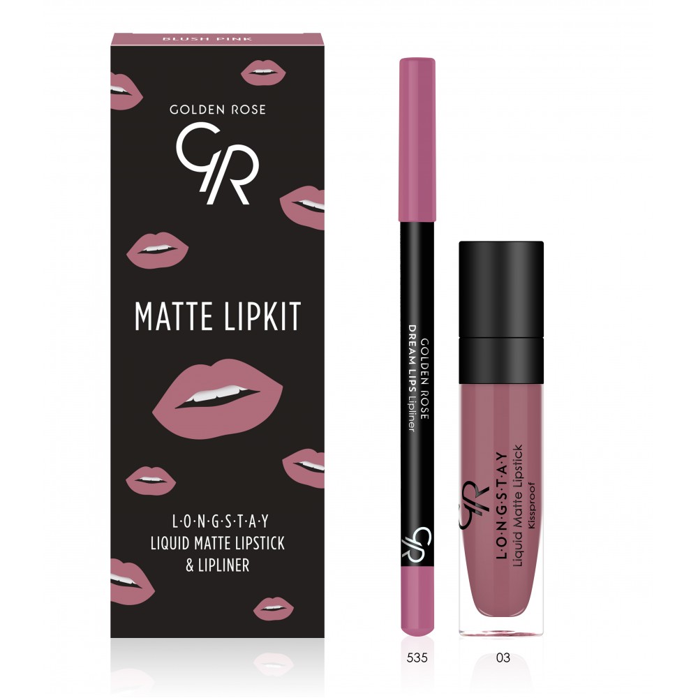 Golden Rose Matte LipKit Blush Pink - Σετ Υγρό Κραγιόν (5,5ml) και Μολύβι Χειλιών (1,6gr)