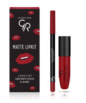 Golden Rose Matte LipKit Scarlet Red - Σετ Υγρό Κραγιόν (5,5ml) και Μολύβι Χειλιών (1,6gr)