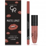 Golden Rose Matte LipKit Warm Sable - Σετ Υγρό Κραγιόν (5,5ml) και Μολύβι Χειλιών (1,6gr)