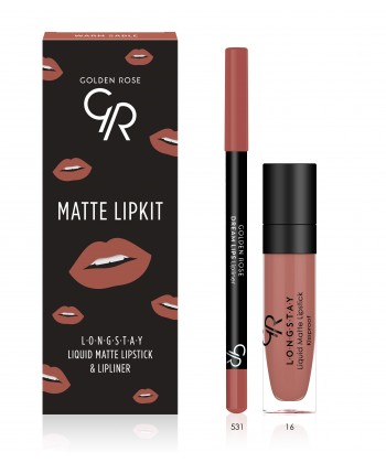 Golden Rose Matte LipKit Warm Sable - Σετ Υγρό Κραγιόν (5,5ml) και Μολύβι Χειλιών (1,6gr)