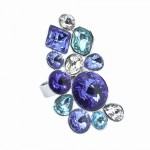 Malu Βijoux - Δαχτυλίδι Μεγάλο από Τιτάνιο με Πέτρες Swarovski (Sapphire) No: One size