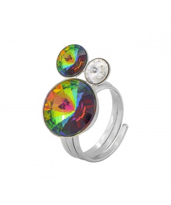 Malu Βijoux - Δαχτυλίδι από Τιτάνιο με Πέτρες Swarovski "Giunco"  (Vitrail Medium) No: one size Malu Βijoux - Δαχτυλίδι από Τιτάνιο με Πέτρες Swarovski "Giunco"  (Vitrail Medium) No: one size