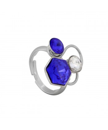 Malu Βijoux - Hexagon Δαχτυλίδι από Τιτάνιο με Πέτρες Swarovski Majestic Blue One size Malu Βijoux - Hexagon Δαχτυλίδι από Τιτάνιο με Πέτρες Swarovski Majestic Blue One size