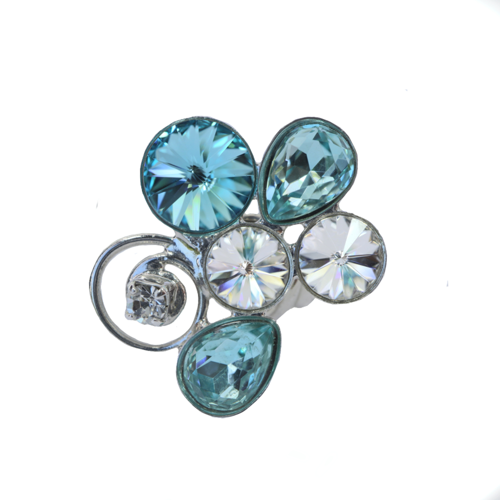 Malu Βijoux - Δαχτυλίδι "Flower" από Τιτάνιο με Πέτρες Swarovski (Aqua Marine) No: One size