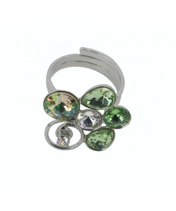 Malu Βijoux - Δαχτυλίδι "Flower" από Τιτάνιο με Πέτρες Swarovski (Peridot) No: One size