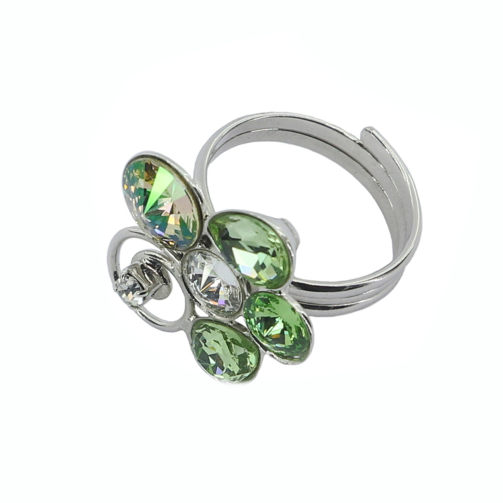 Malu Βijoux - Δαχτυλίδι "Flower" από Τιτάνιο με Πέτρες Swarovski (Peridot) No: One size