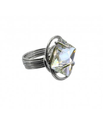 Malu Βijoux - Δαχτυλίδι "Ρόμβος" από Τιτάνιο με Πέτρα Swarovski (Crystal) No: One size Malu Βijoux - Δαχτυλίδι "Ρόμβος" από Τιτάνιο με Πέτρα Swarovski (Crystal) No: One size