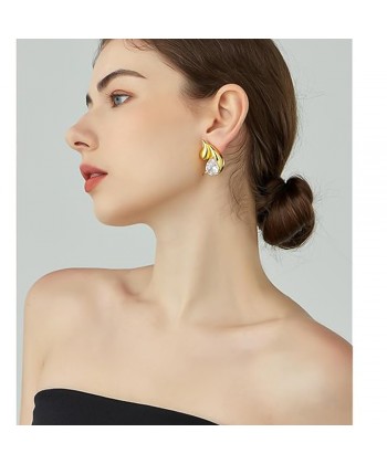 Σκουλαρίκια Επιχρυσωμένα απο Ατσάλι με zircon Οβάλ