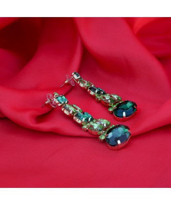 Γυναικεία Σκουλαρίκια από Ατσάλι σε Χρυσό Χρώμα με Πράσινους Κρυστάλλους  