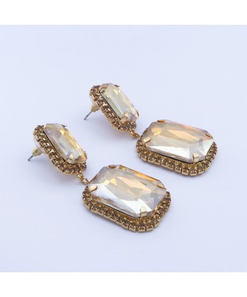 Γυναικεία Σκουλαρίκια από Ατσάλι σε Χρυσό Χρώμα με Bronze Κρυστάλλους  