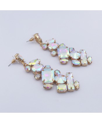 Γυναικεία Σκουλαρίκια από Ατσάλι σε Χρυσό Χρώμα με Ιριδίζον Πέτρες.