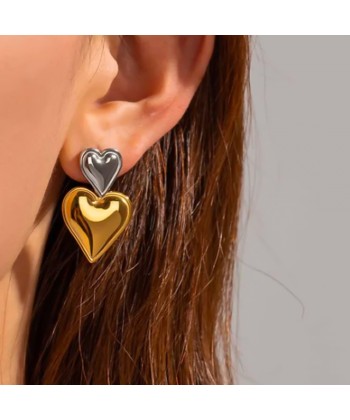 Σκουλαρίκια από Επιχρυσωμένο Ατσάλι σε Χρυσό και Ασημί χρώμα