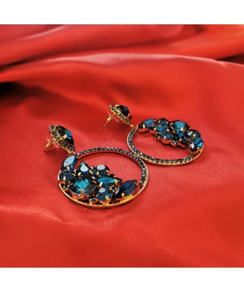 Γυναικεία Σκουλαρίκια από Ατσάλι σε Χρυσό Χρώμα με Κρυστάλλους 