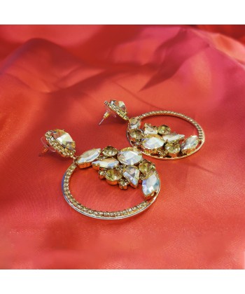 Γυναικεία Σκουλαρίκια από Ατσάλι σε Χρυσό Χρώμα με Κρυστάλλους