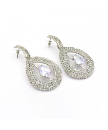 Γυναικεία Σκουλαρίκια σε Ασημί Χρώμα Με  Πέτρες Ζιργκόν