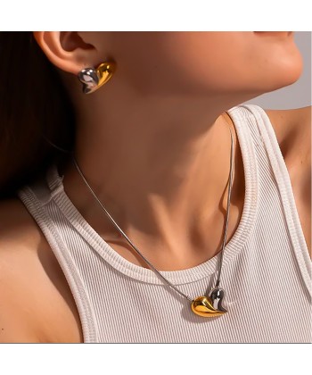 Γυναικείο Κολιέ "Καρδιά" από Ατσάλι σε Ασημί και Χρυσό χρώμα Γυναικείο Κολιέ "Καρδιά" από Ατσάλι σε Ασημί και Χρυσό χρώμα