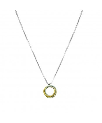 Γυναικείο Κολιέ από Ατσάλι σε Χρυσό και Ασημί χρώμα με ζιργκόν πέτρες