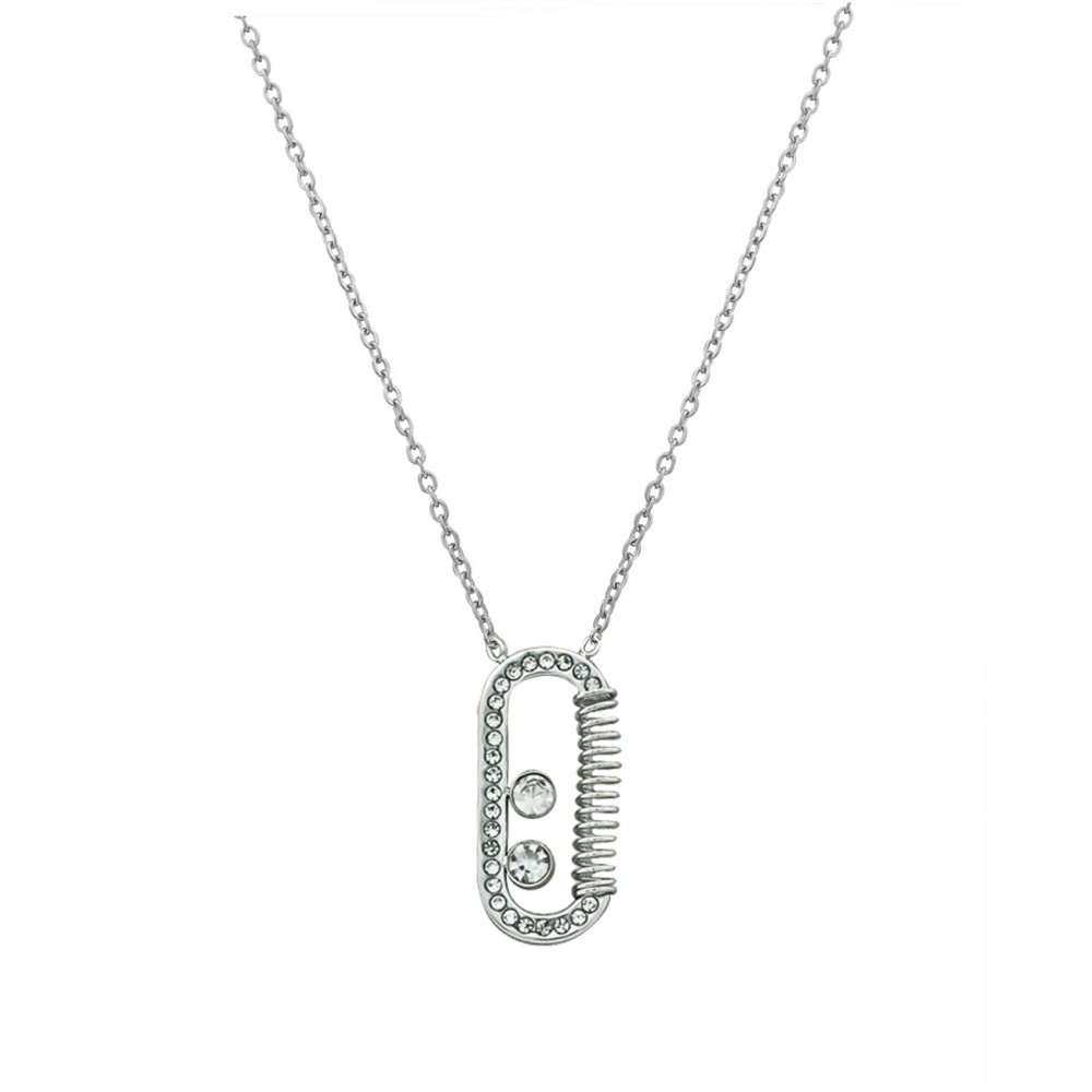 Γυναικείο Κολιέ από Ατσάλι σε Ασημί Χρώμα με Ζιρκον 