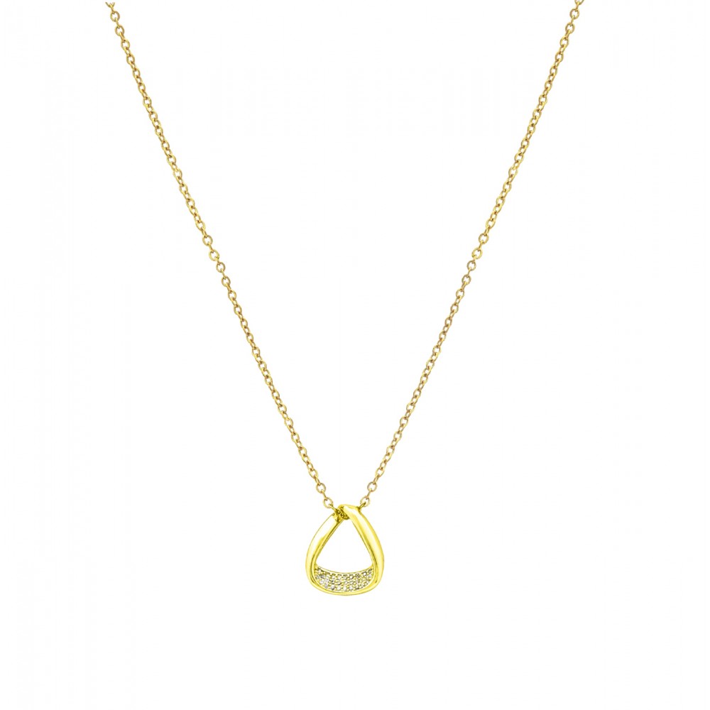 Γυναικείο Κολιέ από Ατσάλι σε Χρυσό Χρώμα με ζιργκόν πέτρες Γυναικείο Κολιέ από Ατσάλι σε Χρυσό Χρώμα με ζιργκόν πέτρες