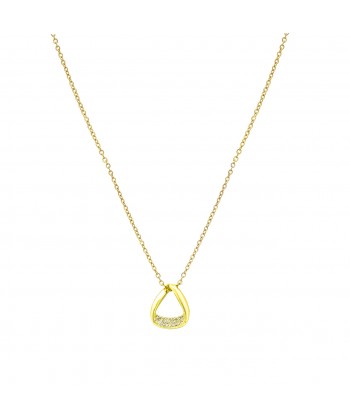 Γυναικείο Κολιέ από Ατσάλι σε Χρυσό Χρώμα με ζιργκόν πέτρες