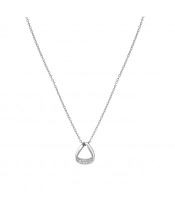 Γυναικείο Κολιέ από Ατσάλι σε Ασημί χρώμα με ζιργκόν πέτρες