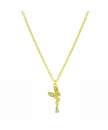 Γυναικείο Κολιέ από Ατσάλι σε Χρυσό χρώμα με ζιργκόν πέτρες