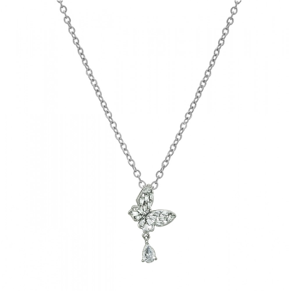 Κολιέ από Ατσάλι Πεταλούδα με πέτρες Ζιρκόν Κολιέ από Ατσάλι Πεταλούδα με πέτρες Ζιρκόν