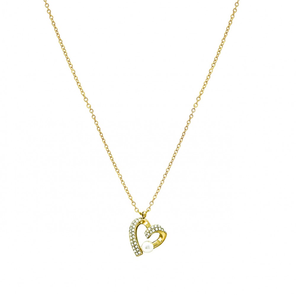 Γυναικείο Κολιέ από Ατσάλι σε Χρυσό χρώμα με ζιργκόν πέτρες