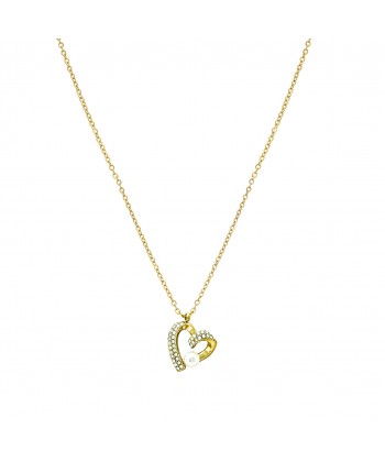 Γυναικείο Κολιέ από Ατσάλι σε Χρυσό χρώμα με ζιργκόν πέτρες