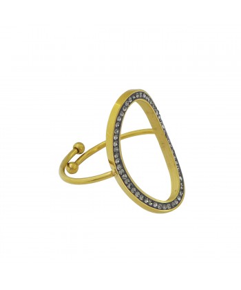 Δαχτυλίδι από ατσάλι σε Χρυσό Χρώμα και Ανθρακί πέτρες Ζιργκόν Δαχτυλίδι από ατσάλι σε Χρυσό Χρώμα και Ανθρακί πέτρες Ζιργκόν