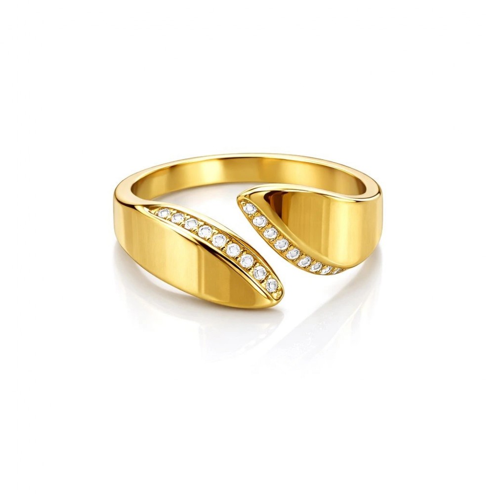 Δαχτυλίδι από Aτσάλι σε Χρυσό Χρώμα και πέτρες Ζιργκόν No:18 Δαχτυλίδι από Aτσάλι σε Χρυσό Χρώμα και πέτρες Ζιργκόν No:18