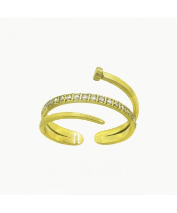 Δαχτυλίδι από Ατσάλι Επιχρυσωμένο με πέτρες Ζιργκόν Νο:18 Δαχτυλίδι από Ατσάλι Επιχρυσωμένο με πέτρες Ζιργκόν Νο:18