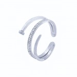 Δαχτυλίδι από Ατσάλι σε Ασημί χρώμα με πέτρες Ζιργκόν Νο:18