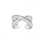 Δαχτυλίδι από ατσάλι σε Ασημί Χρώμα με Πέτρες Ζιργκόν Νο:17