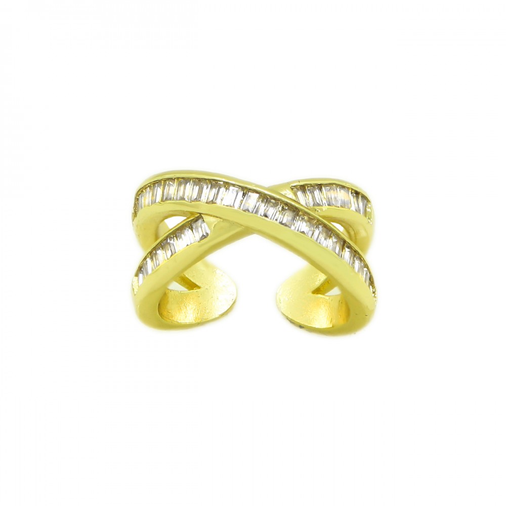 Δαχτυλίδι από ατσάλι σε Χρυσό Χρώμα με Πέτρες Ζιργκόν Νο:17 Δαχτυλίδι από ατσάλι σε Χρυσό Χρώμα με Πέτρες Ζιργκόν Νο:17