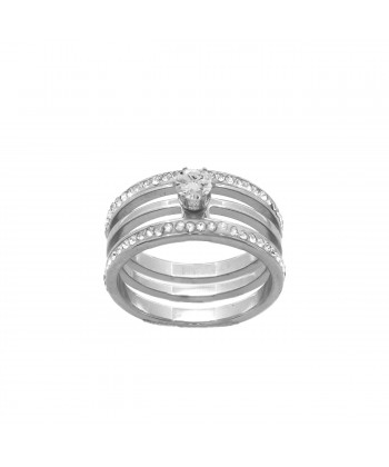 Δαχτυλίδι απο Ατσάλι  με Πέτρες Zircon  ασημί Νο:17