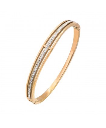 Γυναικείο Βραχιόλι από Ατσάλι σε Χρυσό Χρώμα με Ζιργκόν Πέτρες Γυναικείο Βραχιόλι από Ατσάλι σε Χρυσό Χρώμα με Ζιργκόν Πέτρες