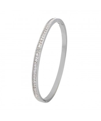 Γυναικείο Βραχιόλι - Χειροπέδα σε Ασημί χρώμα από Ατσάλι με Ζιργκόν πέτρες Γυναικείο Βραχιόλι - Χειροπέδα σε Ασημί χρώμα από Ατσάλι με Ζιργκόν πέτρες