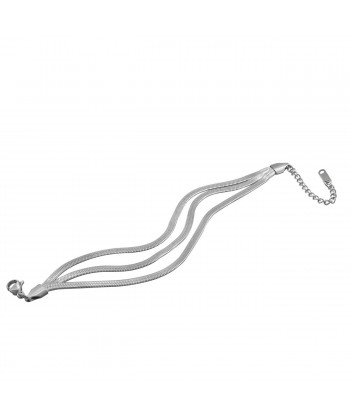 Τριπλό Γυναικείο Βραχιόλι από Ατσάλι σε Ασημί Χρώμα Τριπλό Γυναικείο Βραχιόλι από Ατσάλι σε Ασημί Χρώμα